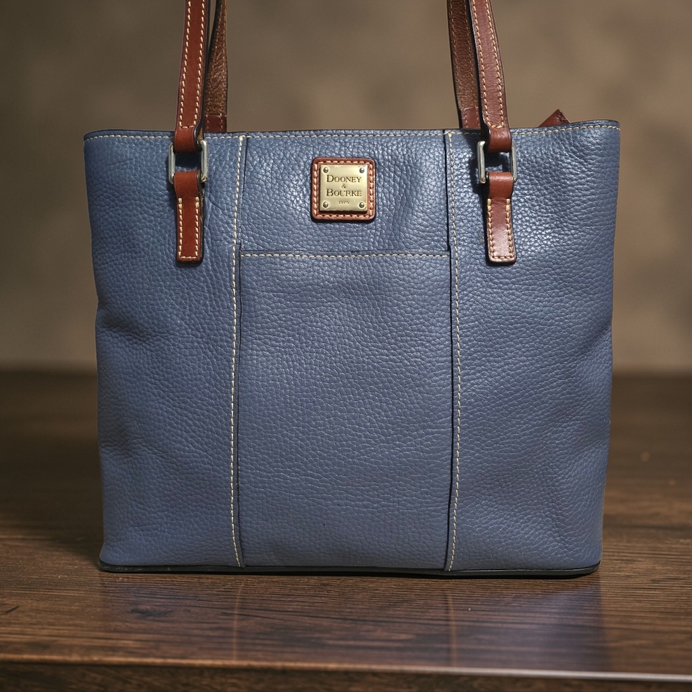Dooney & Bourke Small Lexington Blue Pebbled Leather Tote Shoulder Bag